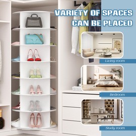 Decomax Decomax 7-Tier Rotating Shoe Rack Tower - 360 Free Standing Spinning Shoes Organizer, Vertical Spinning Shoe Display Lazy Susan, Closet Shoe Cabinet Rack Fits 28 Pairs of Shoes Bags Plants