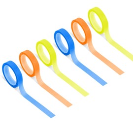 6 Rolls Highlighter Tape, Removable Neon Fluorescent Tape, Clear Marker Stickers, Coloured Paper Tape, Highlighter Labels for Marking Books for Student Teachers When Reading (Three Colours)