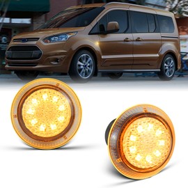 AreLokpri Side Marker Repeater Lights Compatible with 2010-2021 Ford Transit Connect, Full LED Front Fender Light Assembly, Clear Lens Amber 2PCS