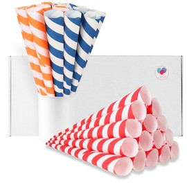 Premium Cotton Candy Cones 50 Pack Parade Theme - Candy Park Multicolor Paper Cones in Kraft Box - For Cotton Candy Machines & Candy Floss Sugar - Celebrations & Party Supplies