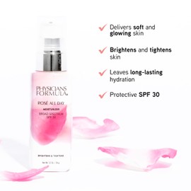 Physicians Formula Rosé All Day Face Moisturizer SPF 30, Broad Spectrum UVA/UVB, Clean Beauty, Oil-Free, Dermatologist Tested, Clinicially Tested