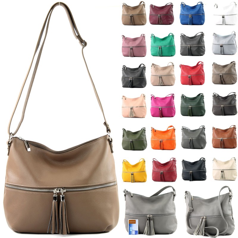 modamoda de - T159 Italian Leather Shoulder Bag, White2021