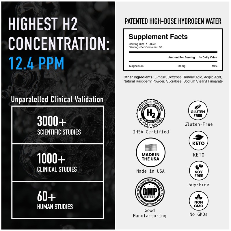 DRINK HRW Rejuvenation Molecular Hydrogen Water Tablets: 12 ppm H2,