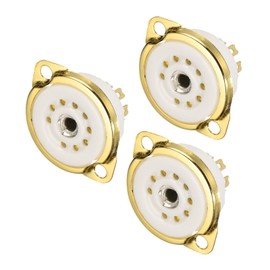 sourcing map 9 pins PCB Tube Socket Ceramics, Vacuum Tube Protect Tube Pin Socket, White Plated Suitable for 12AX7, 12AU7 Tube Pack of 3，GZC9-F-G
