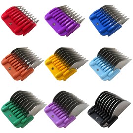LINGSEE Animal Stainless Steel Attachment 9 Color Guide Comb Set for Most Oster/Wahl/Andis Detachable-Style Clippers (ONLY Snap on Size #10/15/30 blades）Easy to Install