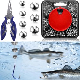 Fishing Lead, 180 Pieces Fishing Accessories Fishing Leads Including 179 Split Leads and 1 Tool, 7-Way Split Fishing Accessory Set, Lead Fishing for All Fishing Conditions Suitable for Carp and Coarse