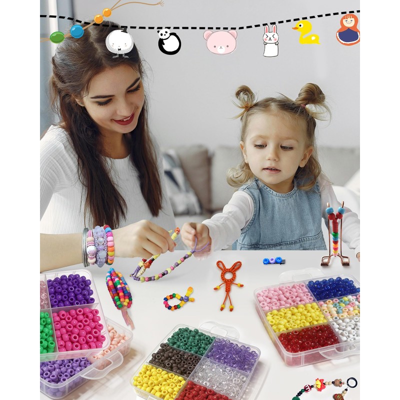 Pony Beads 5300pcs, Rainbow Kandi Beads Bulk for Bracelet Making,