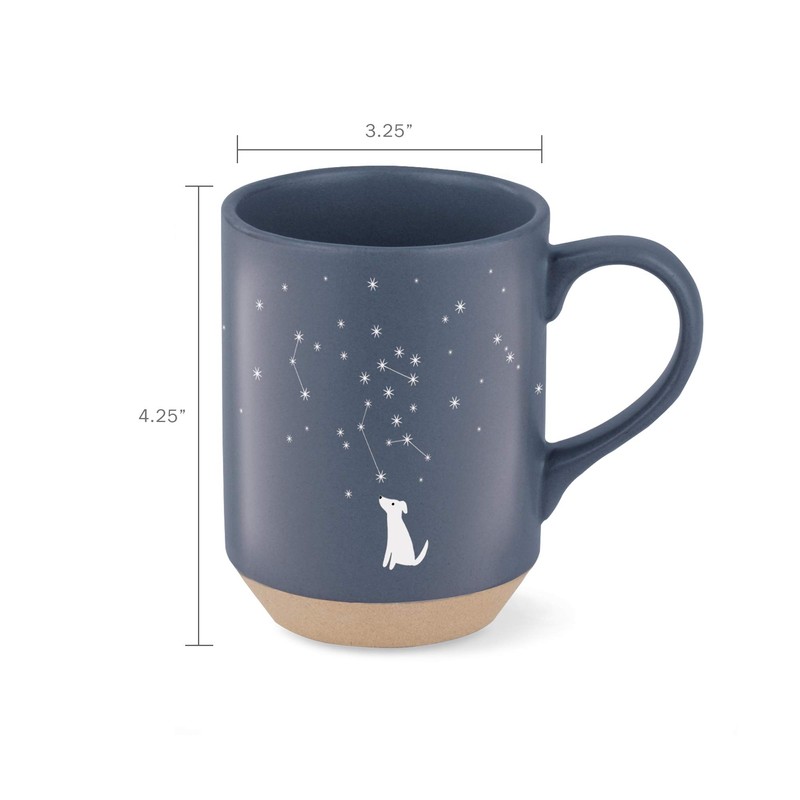 Fringe Studio Celestial Dog Stoneware Mug, 12 fl oz, Navy,