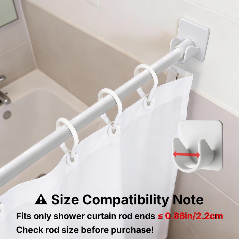 Adhesive Shower Curtain Rod Holder, 6 Pack Curtain Rod Bracket