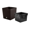 Prosper Plast Rattan Planter Dark Brown, Small Size 17cm Square