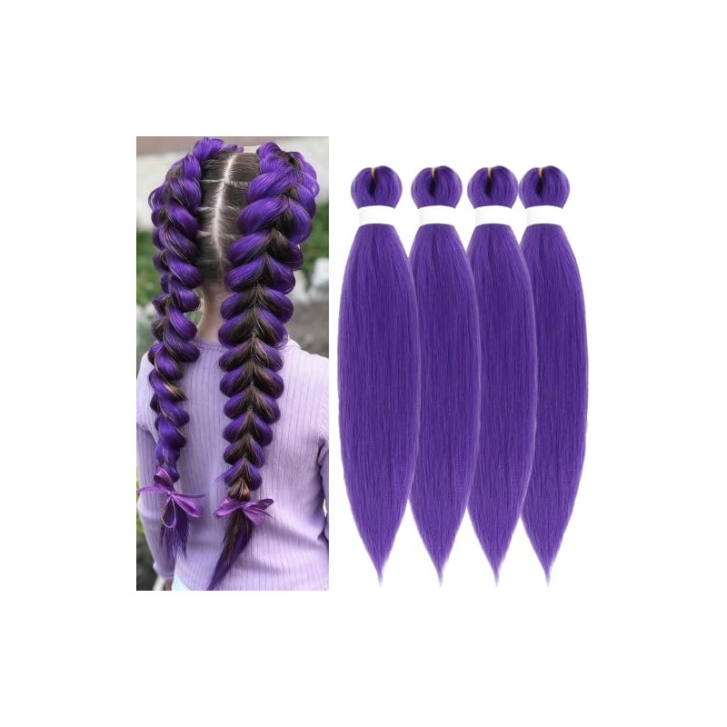 Extensiones Cabello Morado Pulgadas Largo Trenzas