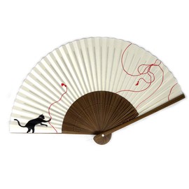 Kimono Iroha Fan, High Quality Picture Fan, Made in Japan, Karaki Carved, Pearl Fabric, Cat Scented,, beige