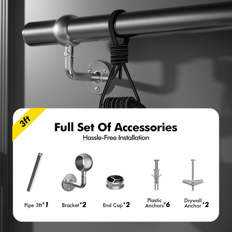 Stair Handrail Kit,3FT Heavy Duty Wall Mounted Railing System 304