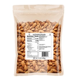 Just Roasted Almonds (Whole, Non-GMO, Certified Gluten Free, Protein Fiber) (Un-Salted, 3LB)