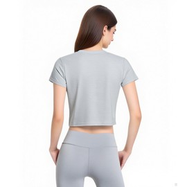 Fioboc Women Short Sleeve T Shirts Workout Crop Tops Baby Tees for Women Moisture Wicking Athletic Yoga Tee Gym Shirts