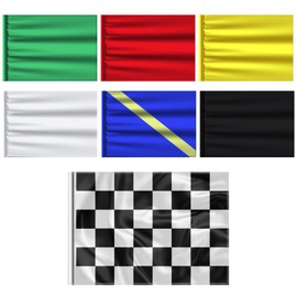 Set of 7 Race Track Flag 25 x 30 inch Polyester Racing Flag Set Race Event Flags Racetrack Flags for Sports Race Track Outdoor Karting Circuit and Home Indoor Outdoor Party Decorations