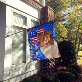 Caroline's Treasures WDK5288CHF Sable Sheltie USA American House Flag Large Porch Sleeve Pole Decorative Outside Yard Banner Artwork Wall Hanging, Polyester, House Size, Multicolor
