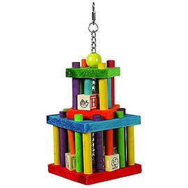 The Bird House Wooden Building Block Maze Bird Toy Fun Interactive Playing Chewing Biting Non Toxic Easy to Use for Caged Parrots Large Medium Birds