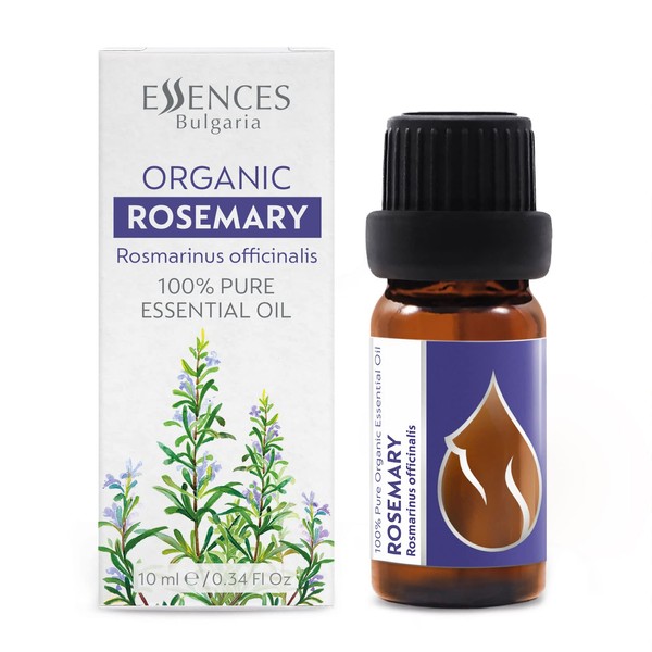 Essences Bulgaria Organic Rosemary Essential Oil 1/3 Fl Oz | 10ml | Rosmarinus officinalis | 100% Pure and Natural | Undiluted | Therapeutic Grade | Family Owned Farm | Steam-Distilled | Non-GMO