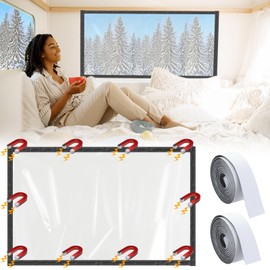 Beeveer 16.14 x 25.2 Inch Rv Window Cover Magnetic Transparent for Inside Camper Magnetic Rv Thermal Insulation Curtain Camper Windows Keeps Heat in Cold Out for Winter Trailer Accessories