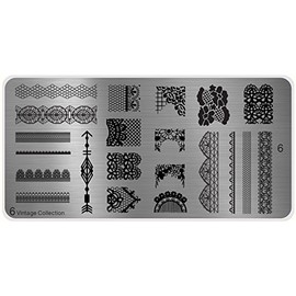 MoYou's XL Vintage plates collection 6, Lace design, full nail art designs, stamping nail art template