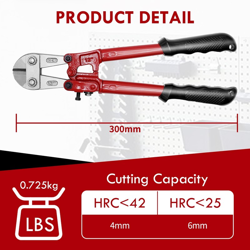 CCLIFE Bolt Cutter 300mm Cr-Mo Cutting Capacity 4mm Professional Bolt