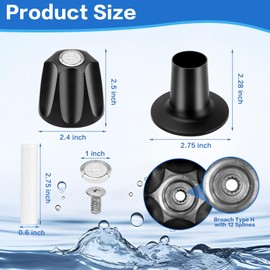 Ddeetodu 3 Pcs Shower Knob Replacement, Shower Knobs 3 Piece Replacement, Tub Faucet Handle with Flange Base, Compatible with Price Pfister Verve Fits 5-1/2''H,12 Tooth Valve Stem (Matte Black)