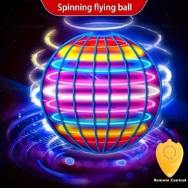Magic floating spinning ball, glowing flying toy, endless stunt flying disc, perfect party, birthday, Christmas gift, mixed colors, PVC material - Colour: Pink Red Color