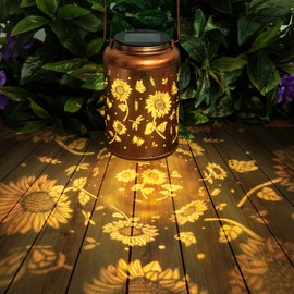 Mothers Day Gifts, Solar Lanterns Outdoor Waterproof, Sunflower Decor for Garden, Sunflower Gifts for Women, Hanging Solar Lights Outdoor for Patio, Porch, Yard