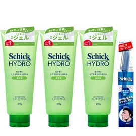 Schick (シック) Hydro Premium Shaving Gel for Sensitive Skin 200g×3 with a Gift