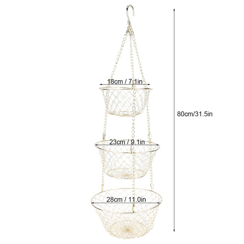 Multifunction 3 Tier Removable Hanging Fruit Baskets Vegetable Storage Organizer