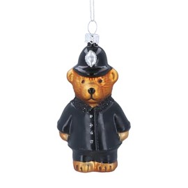Gisela Graham Glass Policeman Teddy Hanging Decoration