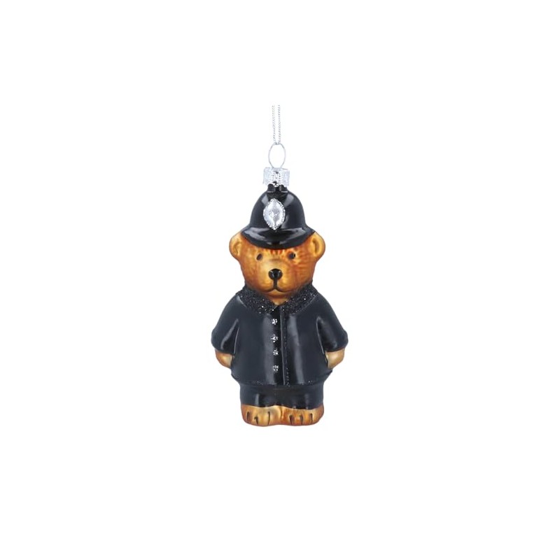 Gisela Graham Glass Policeman Teddy Hanging Decoration