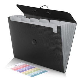 SKYDUE Expanding File Folder with 7 Pockets, Accordion File Organizer, Folders for Documents,Portable Receipt Paper Organizer,Letter Size Filing Folder School Office Supplies,Black