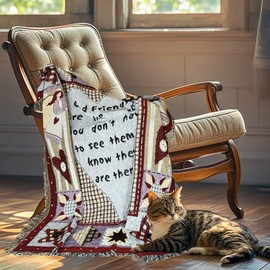 EZ.enjoy Friends & Family Like Angels Woven Tapestry Throw Blanket Wall Hanging Art Handicrafts Jacquard Multipurpose Soft Travel Mat Outdoor with Fringe Tassels 50 X 60 Inches