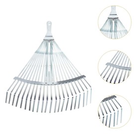Fenteer Garden Leaf Rake Garden Camping Rake Folding Metal Rake Adjustable Leaf Rake for Lawn Yard Roof Collecting Leaves and Grass