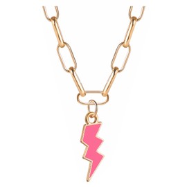 Smiley Face Pendant Necklaces for Women Y2k Preppy Stuff Happy Lightning Bolt Heart Star Small Dangle Chokers Trendy Aesthetic Cute Colorful Gold White Red Pink Yellow Blue Jewelry Hypoallergenic Gift