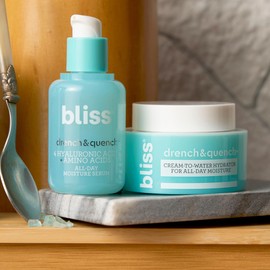 Bliss Drench & Quench Hydrating Duo: Serum + Moisturizer with 4 Types of Hyaluronic Acid for Intense Hydration - Lightweight, For All Skin Types - Clean, Vegan, Cruelty-Free