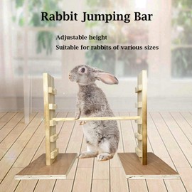 kathson Rabbit Jump Bar, Natural Wood Toy Set Adjustable Height Jump Hurdle Bar Rabbit Exercise Obstacle Training Games