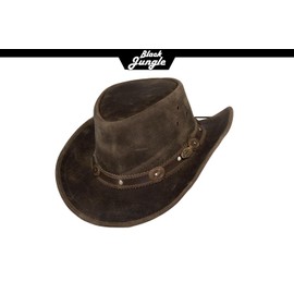 Black Jungle Reedley Leather Hat, Classic Western Hat, Cowboy Hat, charcoal
