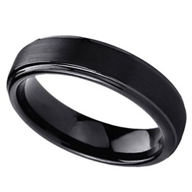 DoubleAccent 6mm Titanium Black Wedding Bands Promise Rings Brushed Center Comfort Fit Ring