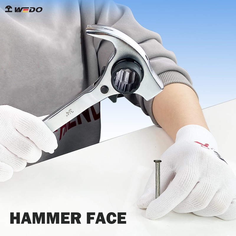 WEDO 3/4"×7/8" Scaffold Ratchet Wrench,Multifunctional Spud Ratchet Podger Wrench,Double Ended
