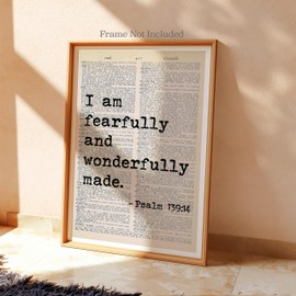 I Am Fearfully and Wonderfully Made Wall Art – Psalm 139:14 Bible Verse Dictionary Page Print for Home, Office, or Classroom, Vintage Christian Decor, 8x10 Inch UNFRAMED