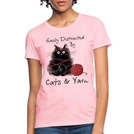 Spreadshirt Cats and Yarn Funny Crochet Gifts Women's T-Shirt, 3XL, Pink