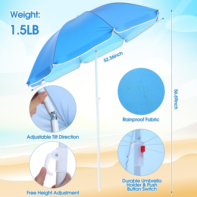 Huwena 2 Pack Beach Chairs with Umbrella for Adults, Low