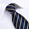 DiBanGu Blue Yellow Stripe Tie for Men Silk Woven Necktie