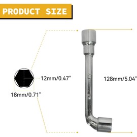 YXQ 12mm Metric L Shaped Angled 6 point Socket Wrench, Double-Head Elbow Open Hex Wrench for Mechanic Repair Tool