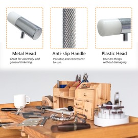 Lightweight Small Hammer, Jewelry Mallet Plastic Head and Metal Head, Craft Hammer for Toy Building Projects, Jewelry, Watch, Tuning, Woodworking, DIY, Leather, Anti Slip Grip, 2 Pcs