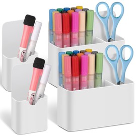 Grtard Magnetic Pen Holder 4 Pack Magnetic Dry Erase Marker Holder with Generous Compartments, Strong Magnet Storage Marker Pen Pencil Organizer for Whiteboard, Refrigerator, Locker Accessories