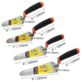 ESreake 4-Pack Gauging Trowel Set, 6" & 7" & 8" & 9" Gauging Trowel Set Pointing Trowel Set with Soft Grip,Masonry Hand Tool for Brickwork, Blockwork, Stonework, Masonry ﻿ (Rounded End)